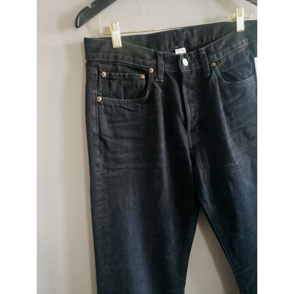 Re/Done Jean Mens 32x32 Black Straight Rigid Fit Button Fly Made In USA New - Picture 2 of 9